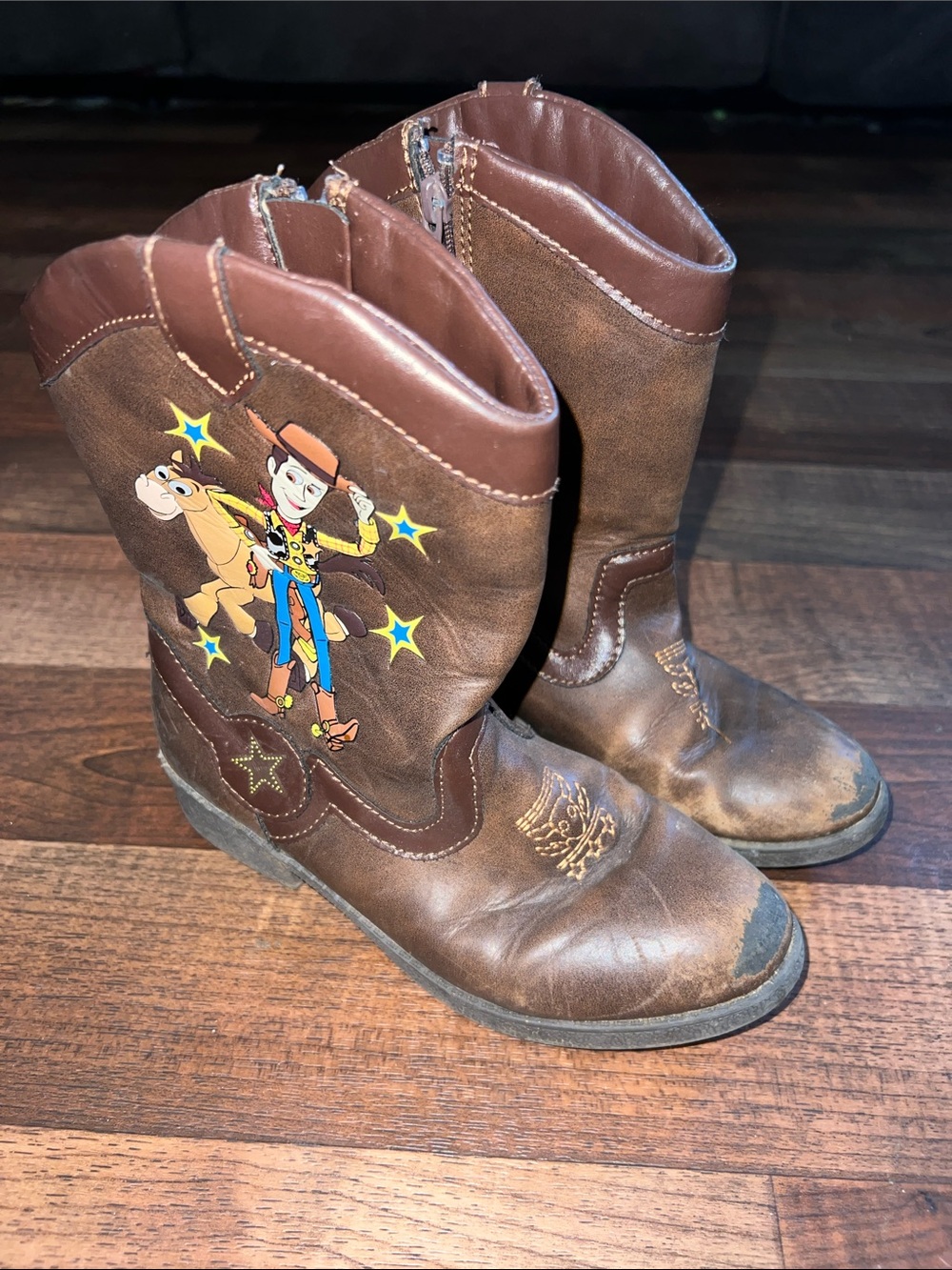 Disney Brown Kids Cowboy Boots with Woody Graphic